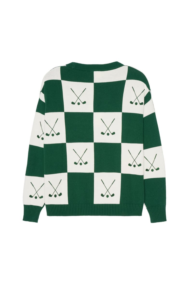 Ellsworth + Ivey Riley Crewneck Sweater - Checkered Golf, Main, color, Green/Ivory