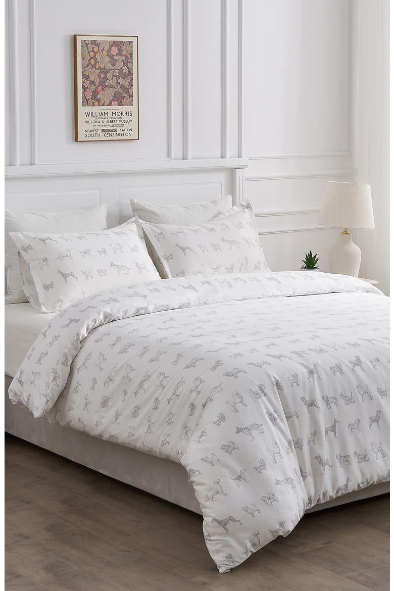 Dog 400 Thread Count Cotton Duvet Set, Alternate, color, GREY