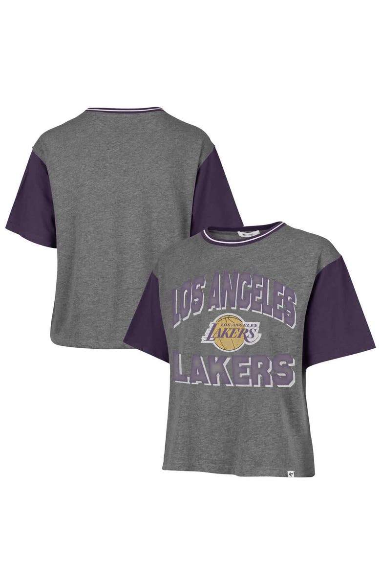'47 Women's '47 Gray Los Angeles Lakers Rise Clubhouse Ziggy Color Block T-Shirt, Main, color, Gray
