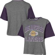 '47 Women's '47  Gray Los Angeles Lakers Rise Clubhouse Ziggy Color Block T-Shirt