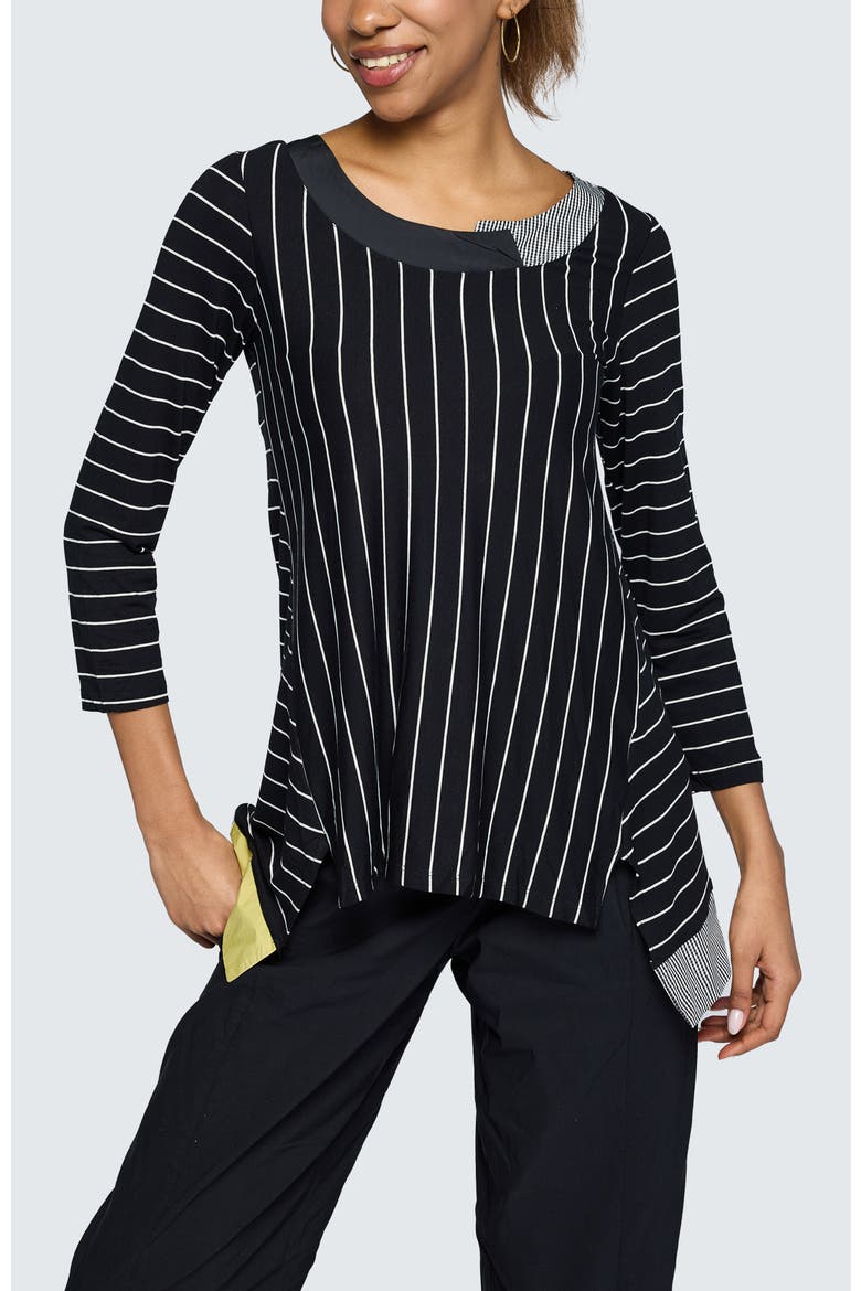Nova Striped Viscose Jersey Blouse, Main, color, Black