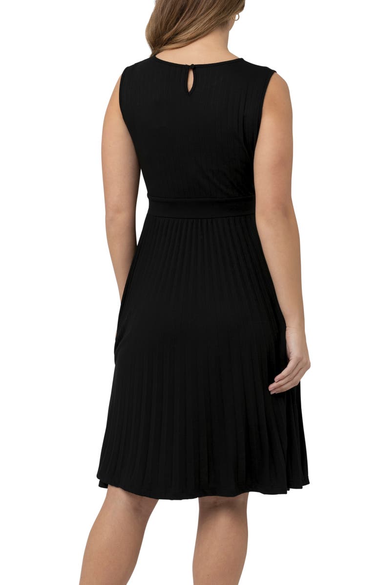 Ripe Maternity Knife Pleat Dress - Round Neck, Alternate, color, Black