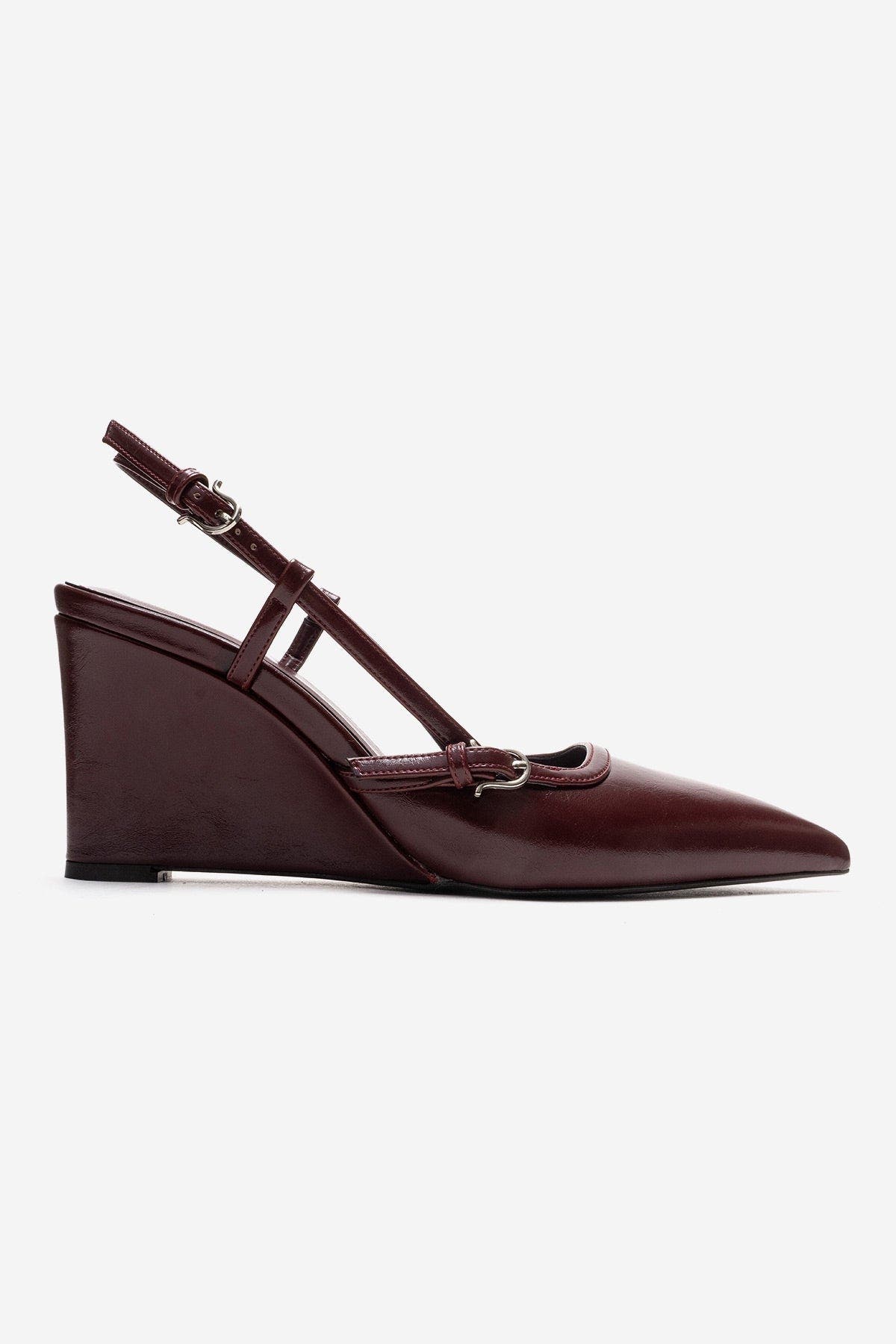 Celia Pointed Toe Wedge Pump, Alternate, color, Burgundy