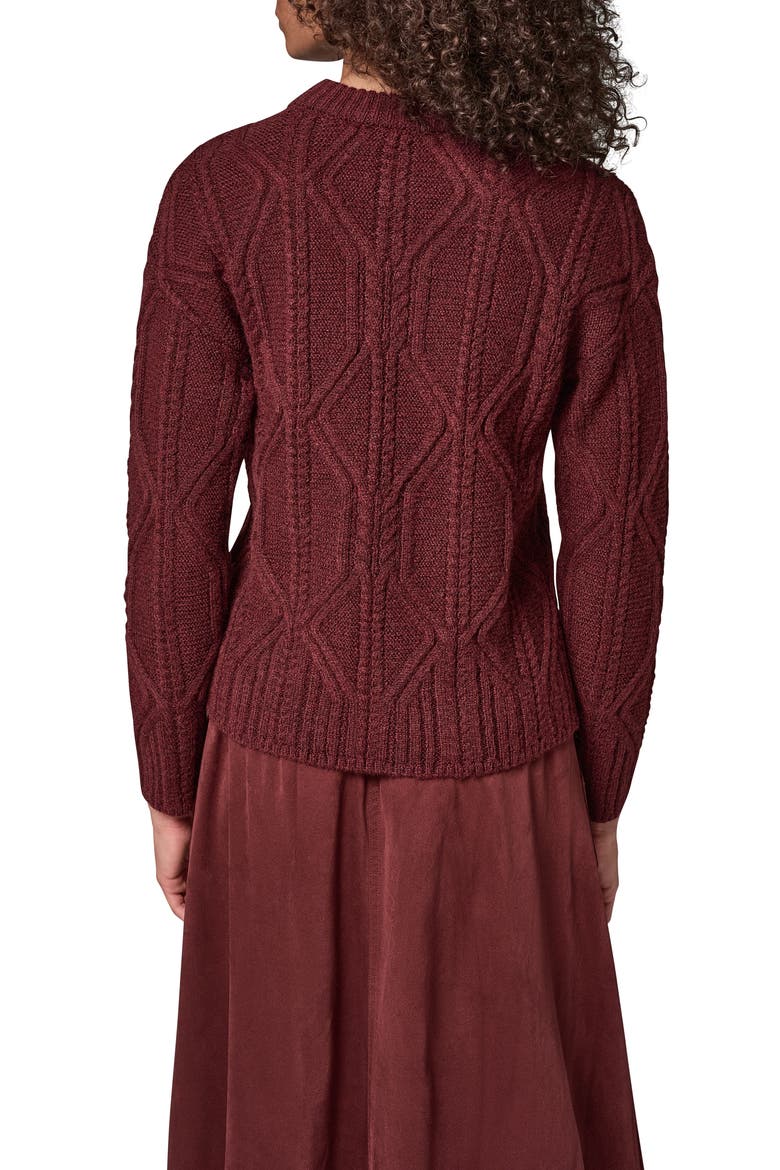 Cable Knit Crewneck Sweater, Alternate, color, BK CHERRY