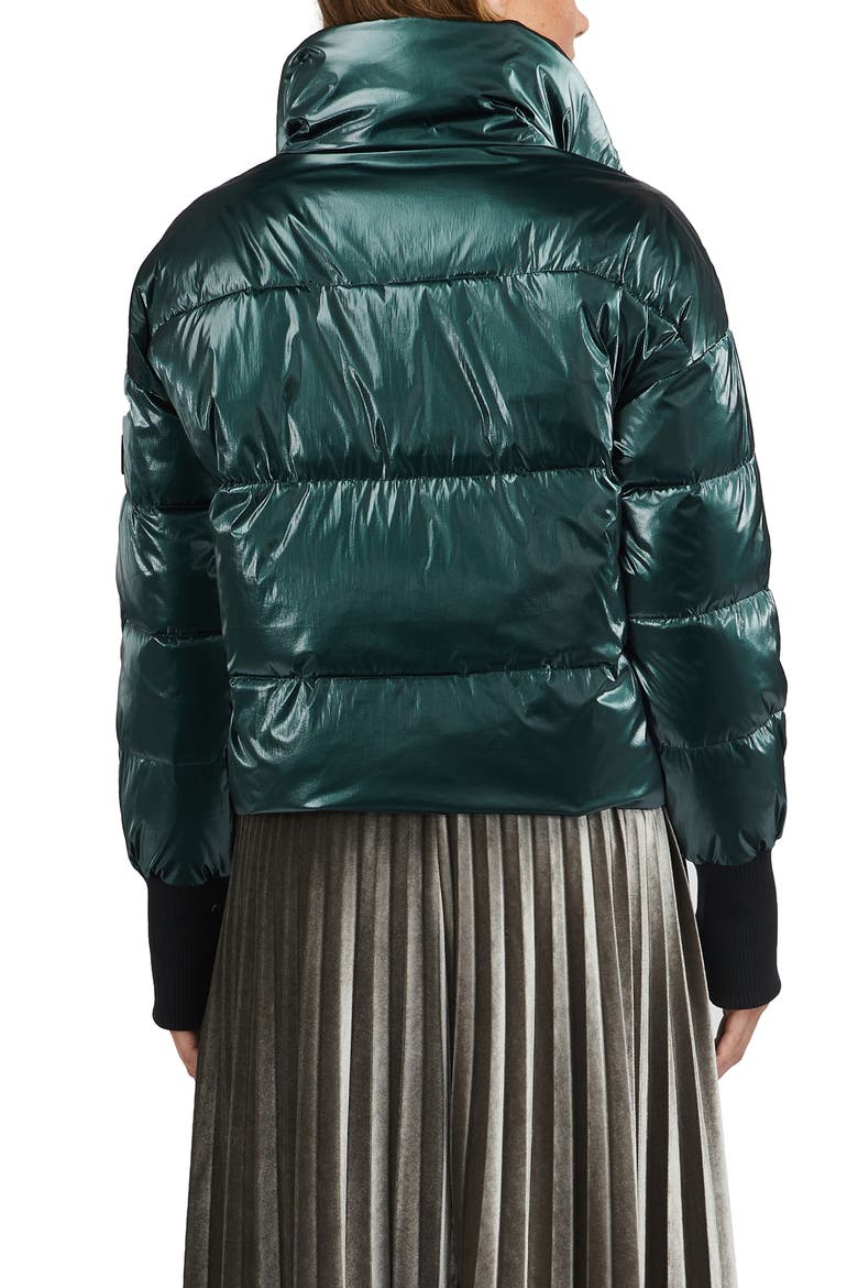 Stand Collar Water Repellent Short Puffer Coat, Alternate, color, FOREST GREEN