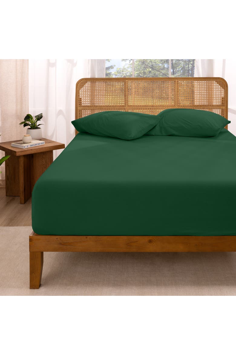 Organic Cotton Jersey Fitted Sheet, Alternate, color, Forest Green