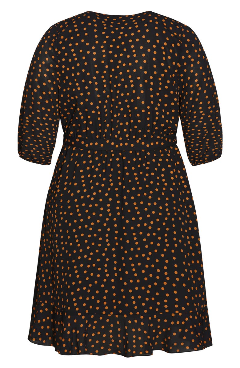 City Chic Amber Polka Dot Faux Wrap Dress, Alternate, color, 