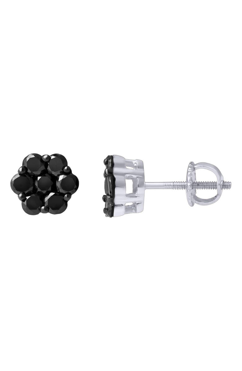 LuvMyJewelry Black Diamond Floral Stud Earrings, Alternate, color, 