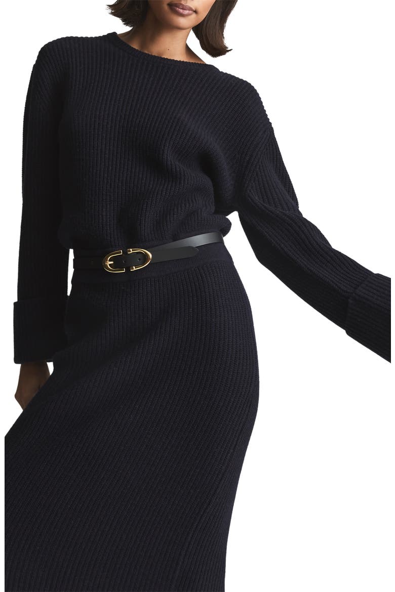 Jodie Long Sleeve Wool & Cashmere Blend Sweater Dress, Alternate, color, NAVY