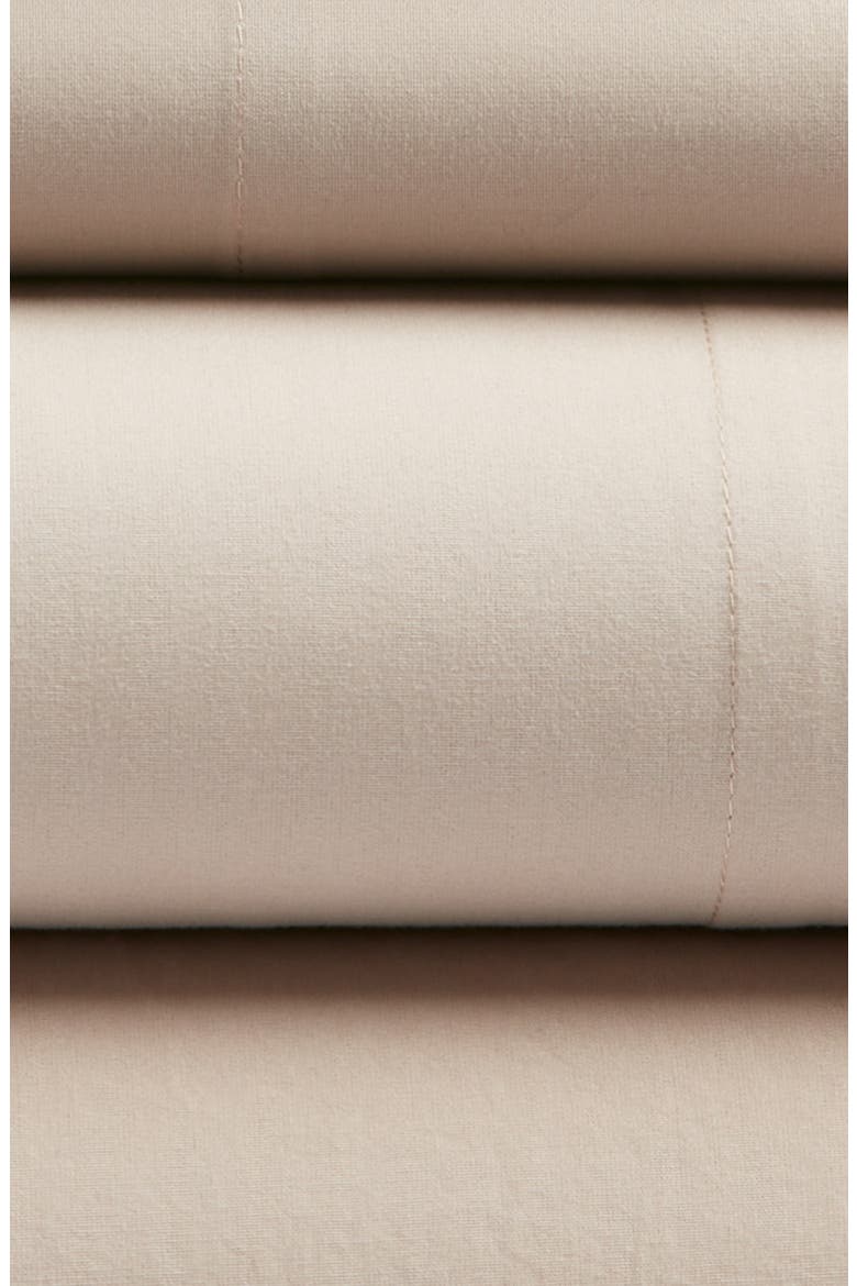 Organic Cotton Percale Sheet Set, Alternate, color, TAN THREAD