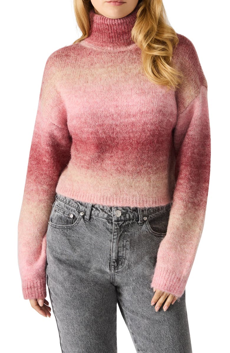 Steve Madden Raegann Ombré Stripe Turtleneck Sweater, Main, color, Pink Multi