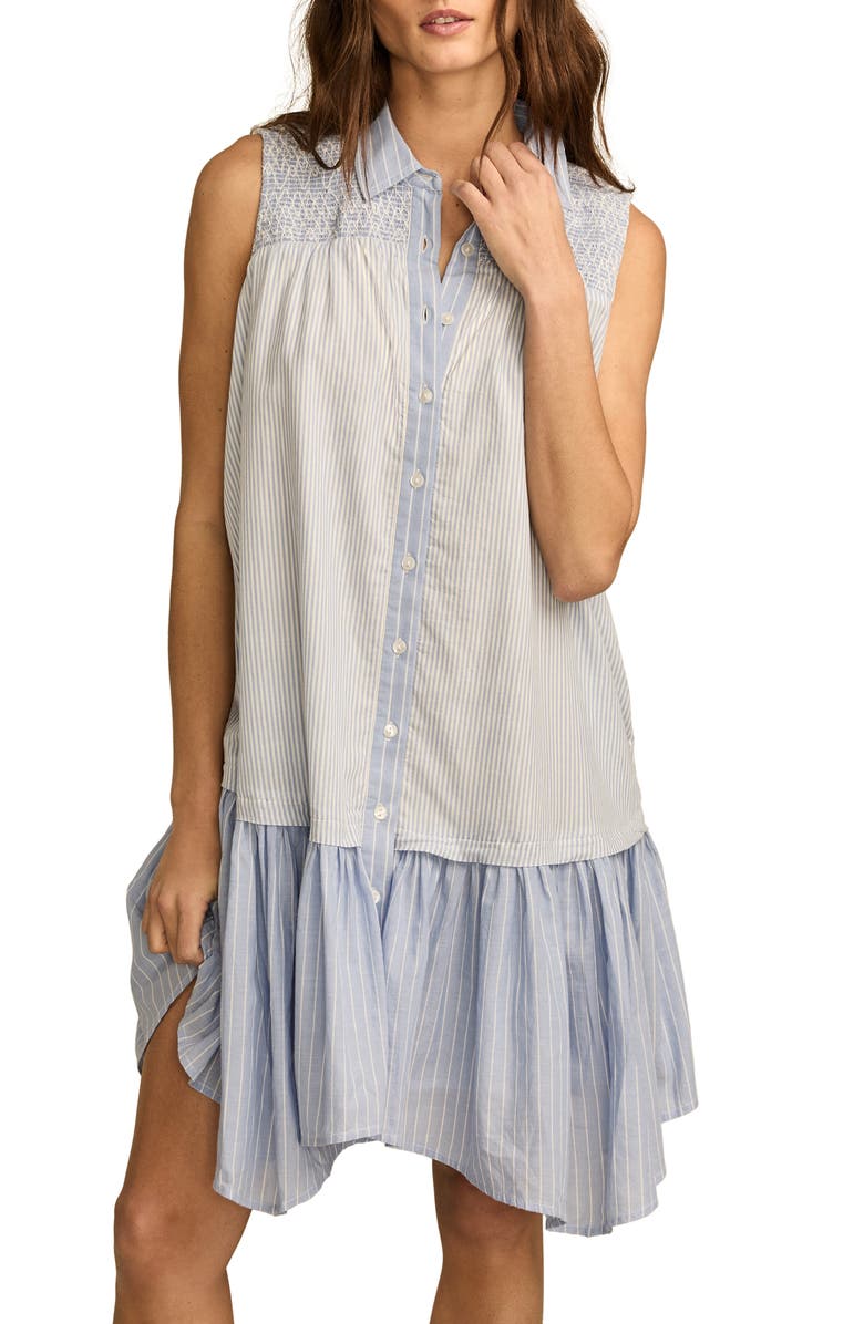 Lucky Brand Breezy Handkerchief Hem Sleeveless Shirtdress, Alternate, color, 
