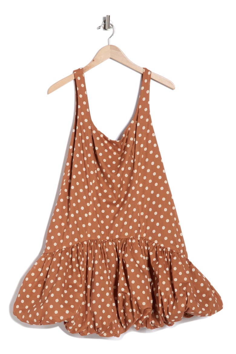 Sleeveless Drop Waist Bubble Hem Dress, Alternate, color, COPPER DOTS