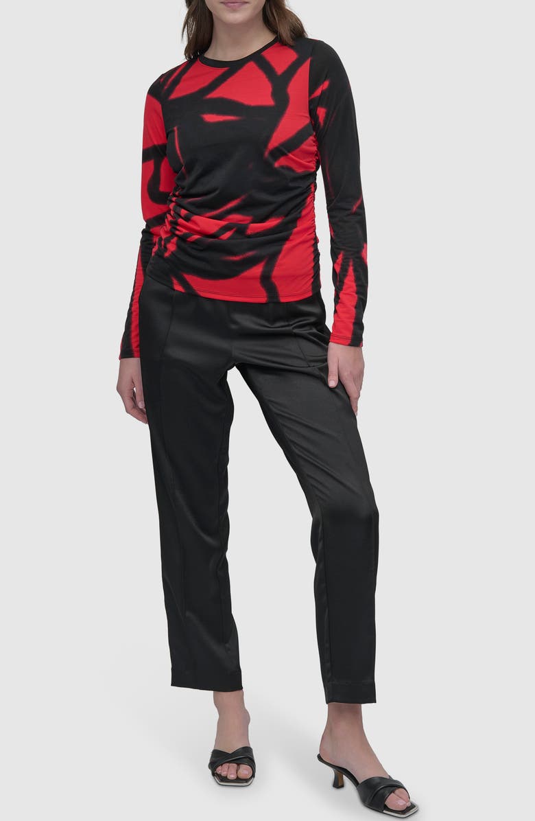 DKNY Print Side Ruched Top, Alternate, color, Floral