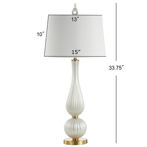 Jonathan Y Gillian 33.7" Glass Led Table Lamp, White In White