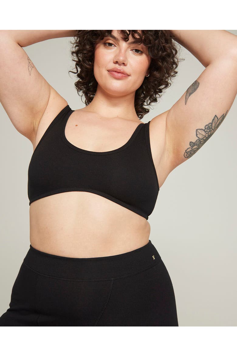 The Organic Cotton Dip Front Bralette, Alternate, color, Black