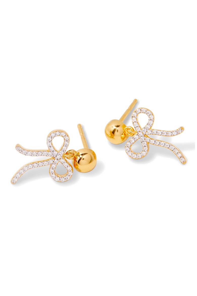 Adeline Bow Drop Earrings, Alternate, color, GOLD