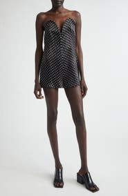 Jean Paul Gaultier Polka Dot Strapless Silk Satin Bustier Romper