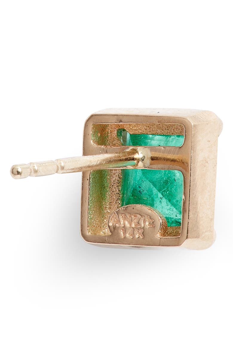 Anzie Cleo Melia Carre Emerald Stud Earrings, Alternate, color, Green Gold