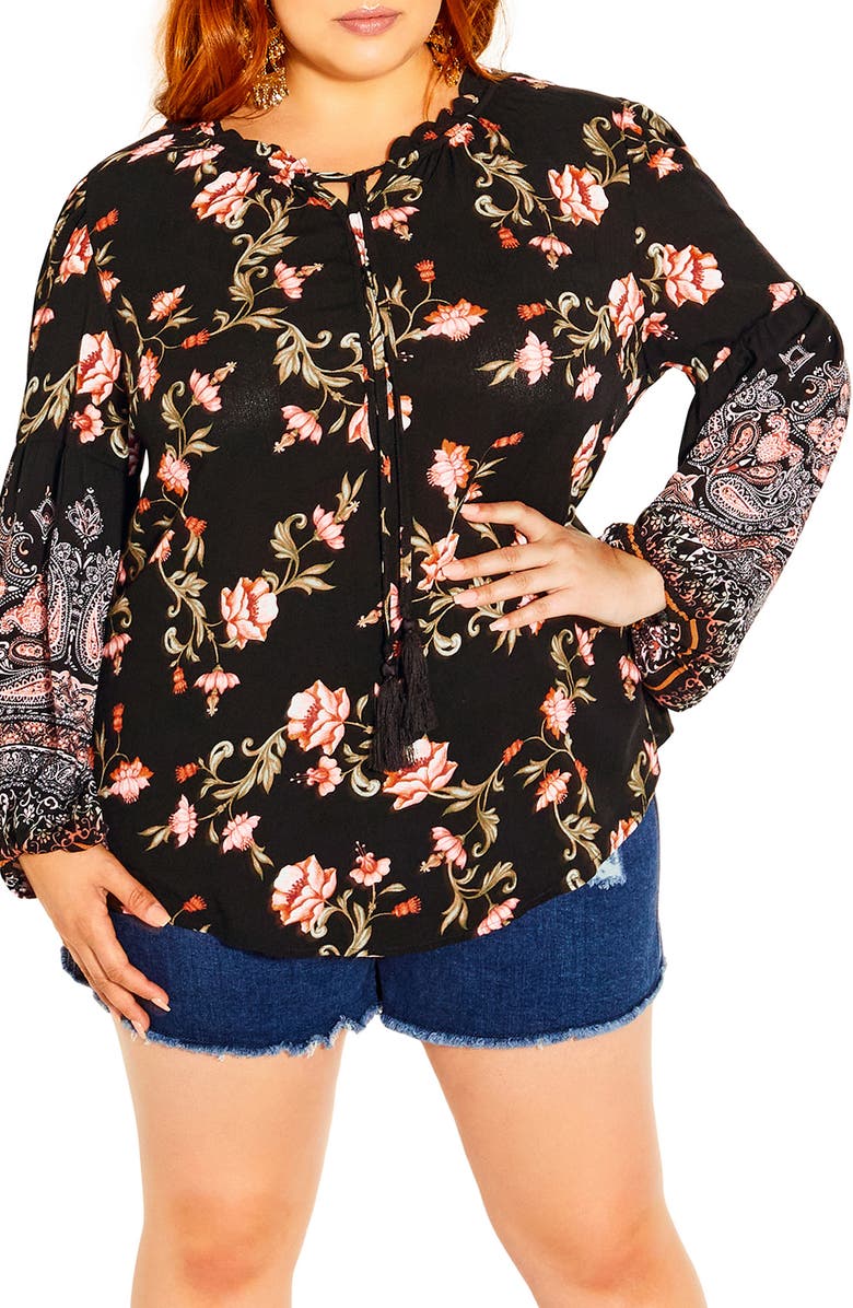 City Chic Floating Print Top, Main, color, 