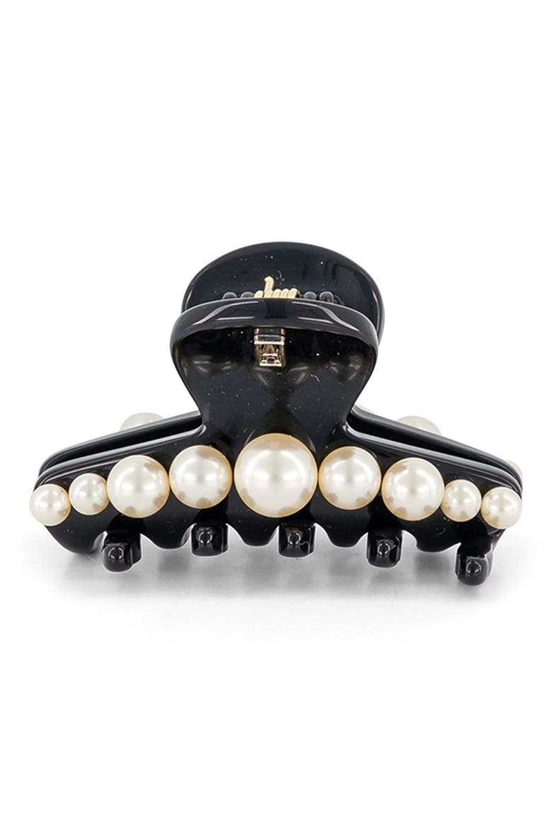 Imitation Pearl Claw Clip, Alternate, color, BLACK