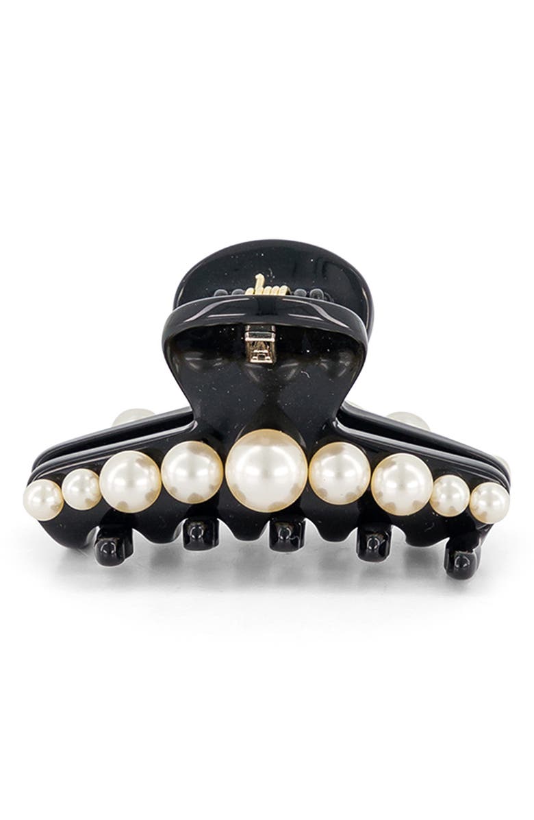 Alexandre de Paris Imitation Pearl Claw Clip, Alternate, color, Black