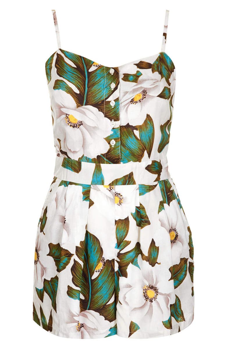 Topshop 'Aloha' Floral Print Romper, Alternate, color,