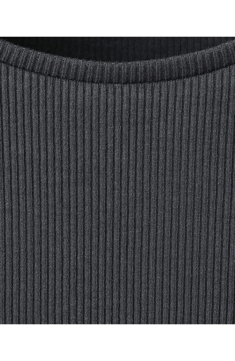 MANGO <p>Studded Trim Stretch Cotton Blend Rib Crop T-Shirt</p>, Alternate, color, Charcoal