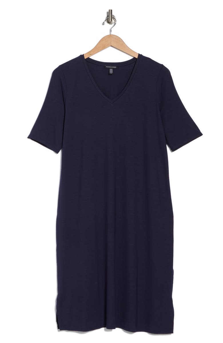 Eileen Fisher V-Neck Jersey Sheath Dress, Alternate, color,
