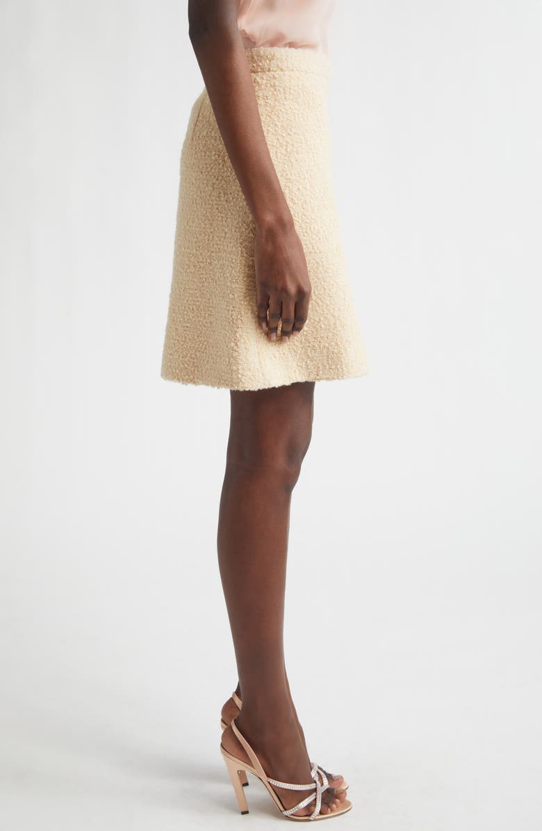 Valentino V-Detail Bouclé Tweed Skirt, Alternate, color, White