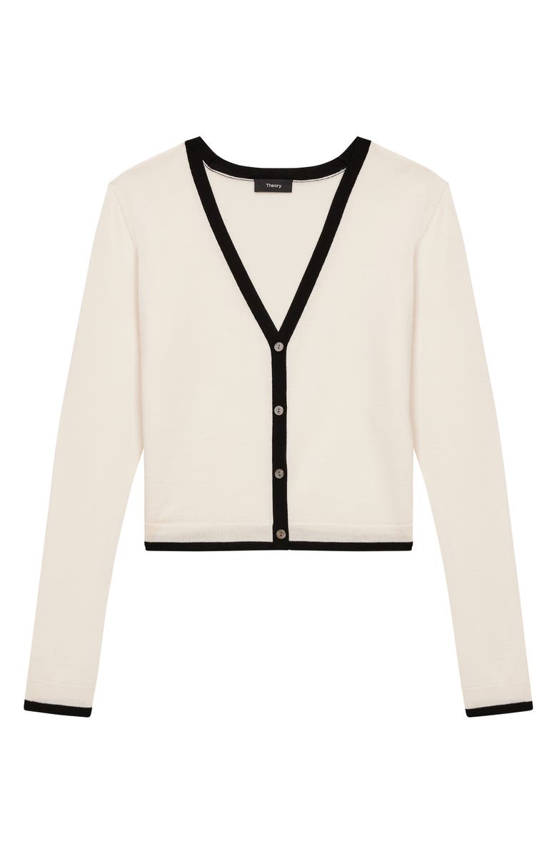 Theory Contrast Trim Wool Blend Cardigan, Alternate, color, 