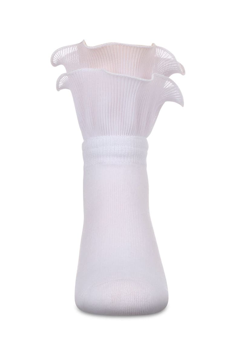 Dual Layer Ruffle Anklet Socks, Alternate, color, White