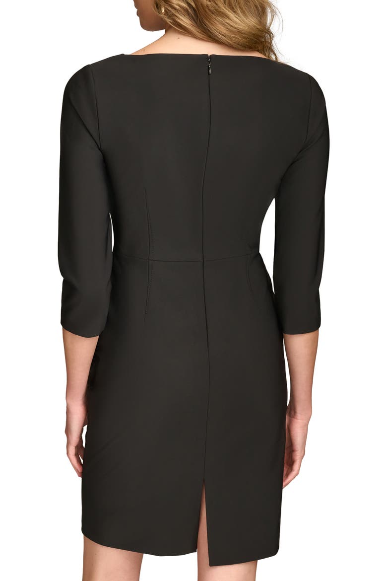 Asymmetric Neck Scuba Crepe Sheath DRess, Alternate, color, BLACK