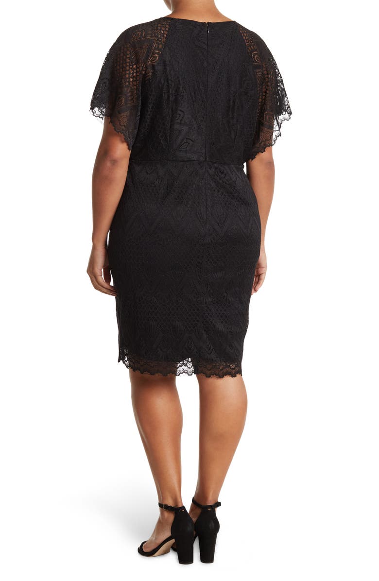 Love By Design Jeanne V-Neck Lace Dolman Dress, Alternate, color, Black
