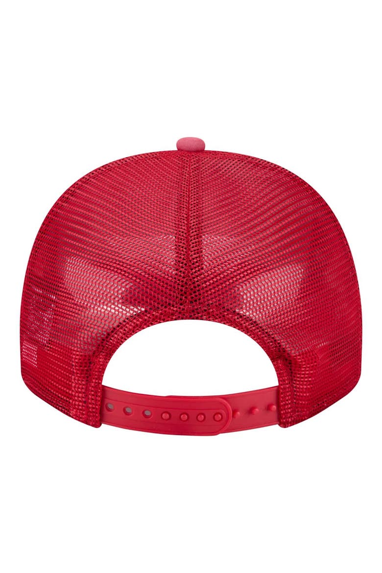Men's New Era  Red Philadelphia Phillies Worn A-Frame 9FIFTY Trucker Snapback Hat, Alternate, color, Red