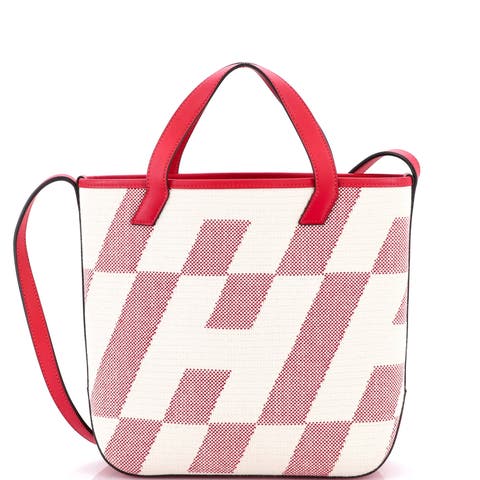 Cabas H en Biais Tote Canvas with Leather 27
