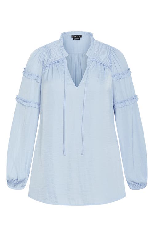 City Chic Drama Queen Ruffle Top In Sky