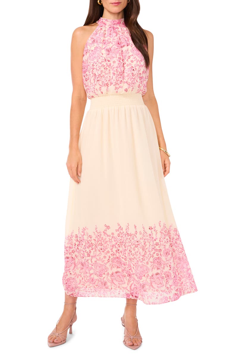 Vince Camuto Floral Sleeveless Maxi Dress, Main, color, Cream Multi