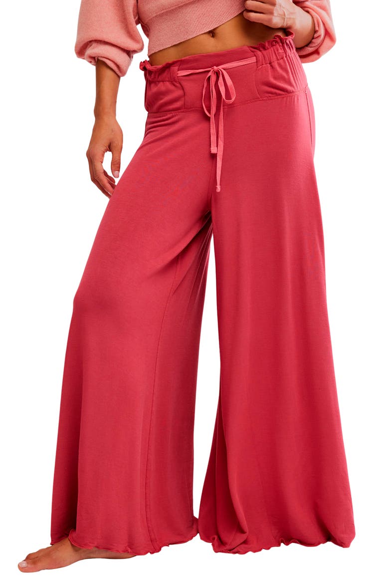 Dream State Wide Leg Lounge Pants, Main, color, GARNET ROSE