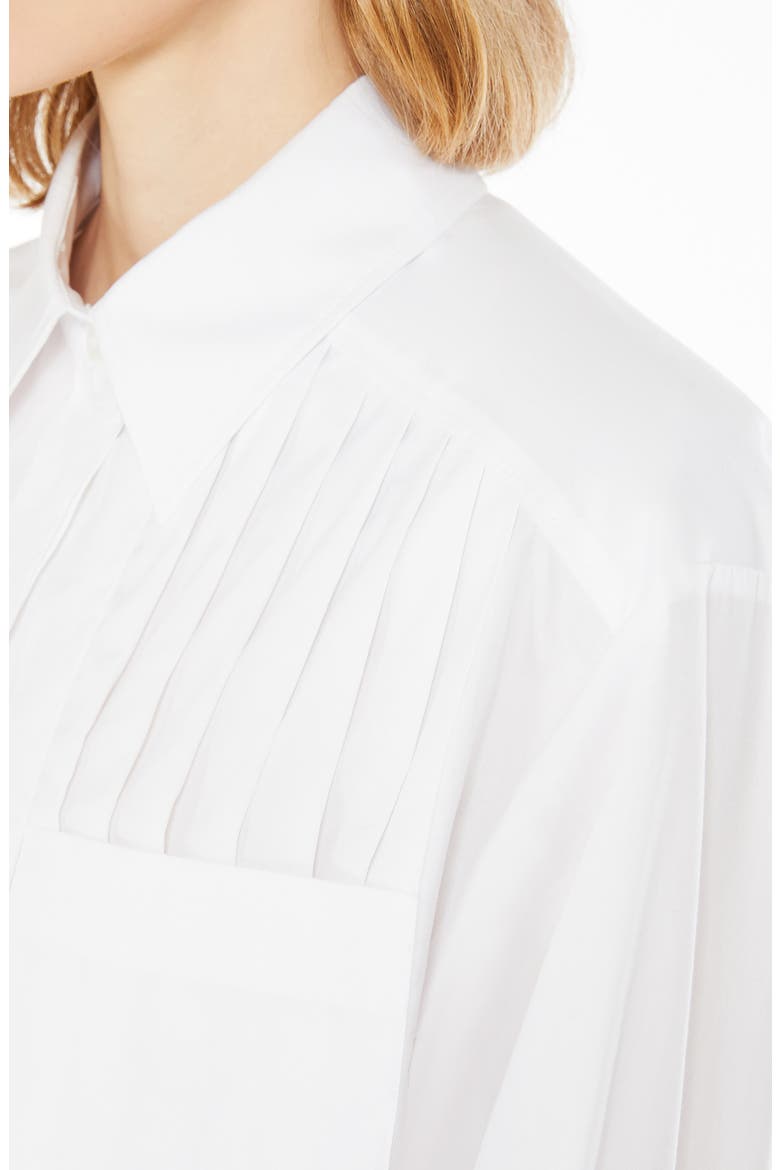 Deborah Pleated Cotton Poplin Button-Up Shirt, Alternate, color, OPTICAL WHITE