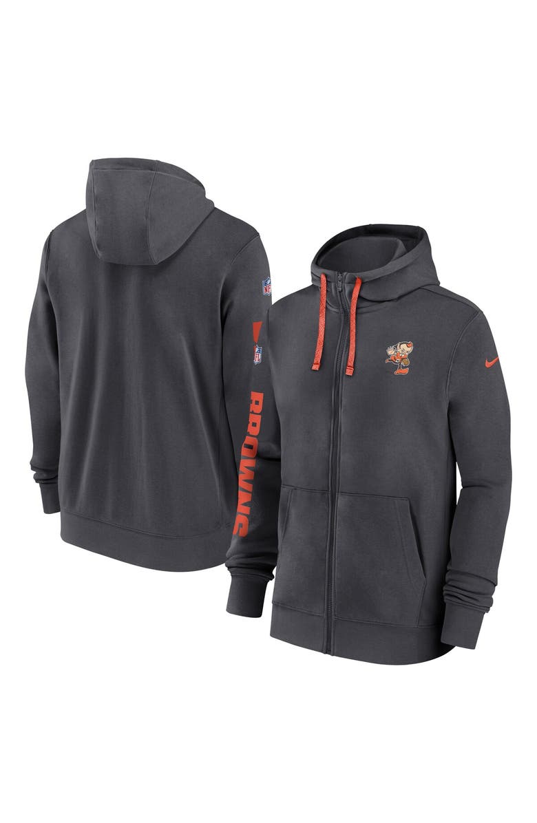 Nike Men's Nike Anthracite Cleveland Browns 2024 Sideline Club Full-Zip Hoodie, Main, color, Anthracite