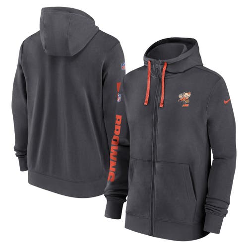 Nike Men's Anthracite Cleveland Browns 2024 Sideline Club Full-zip Hoodie In Anthracite