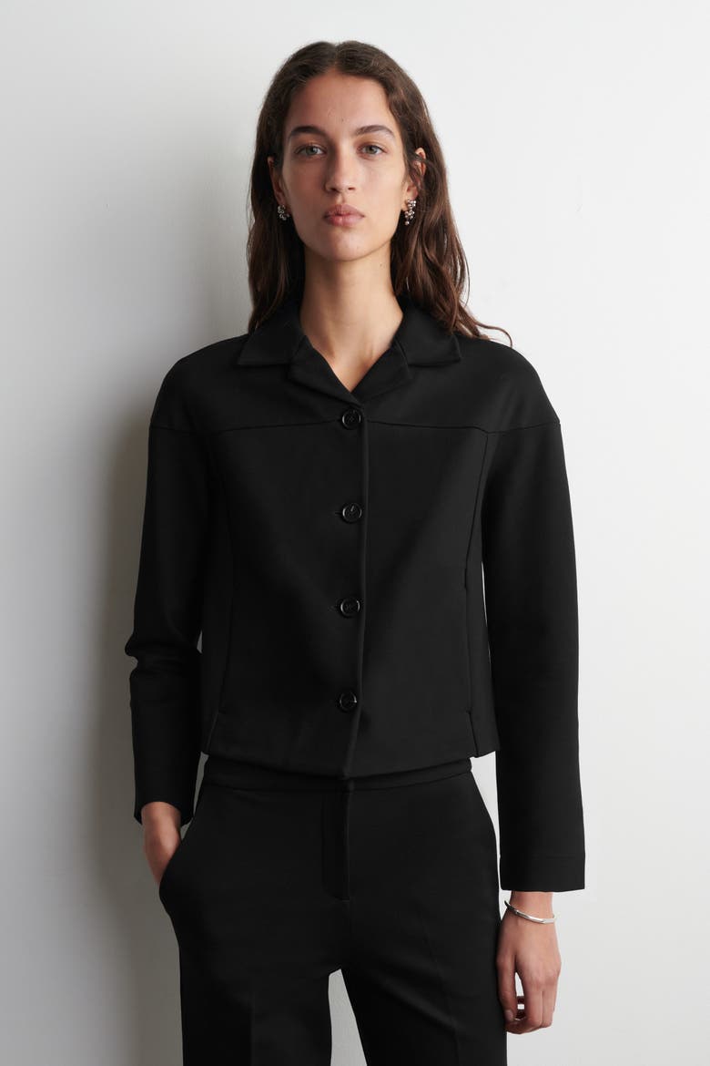 Boxy Jersey Jacket, Alternate, color, BLACK
