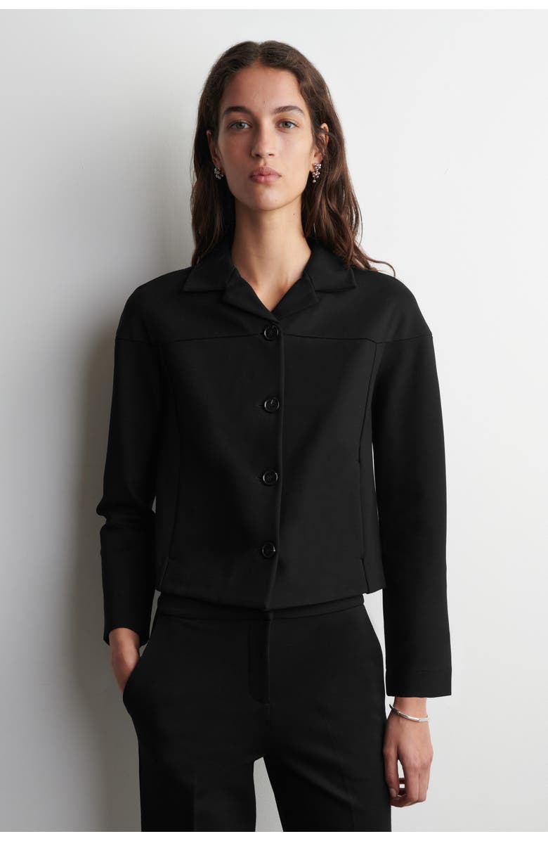 COS Boxy Jersey Jacket, Alternate, color, Black