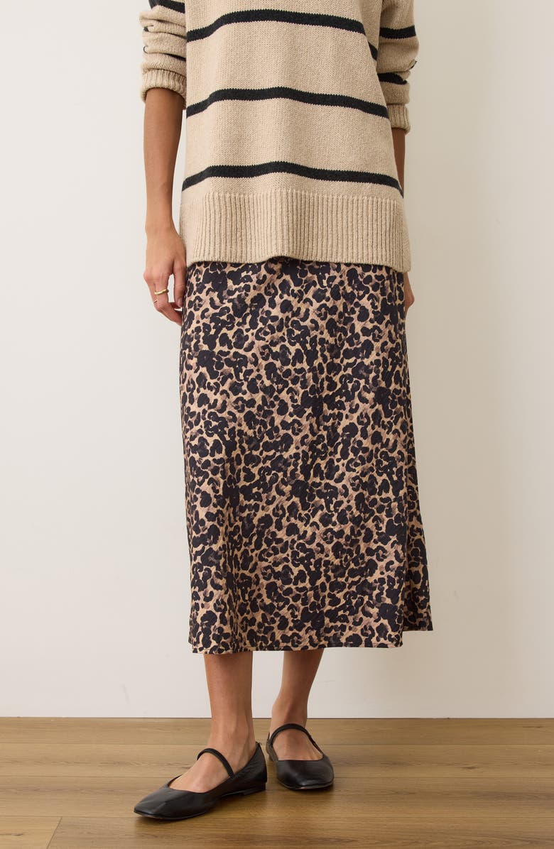 Marine Layer Avery Leopard Midi Skirt, Alternate, color, Leopard