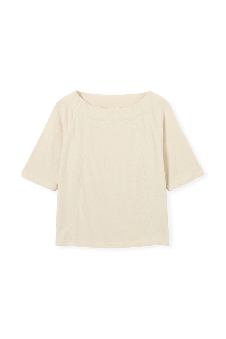 Linen Blend Short Sleeve Swing Top, Alternate, color, Chalk