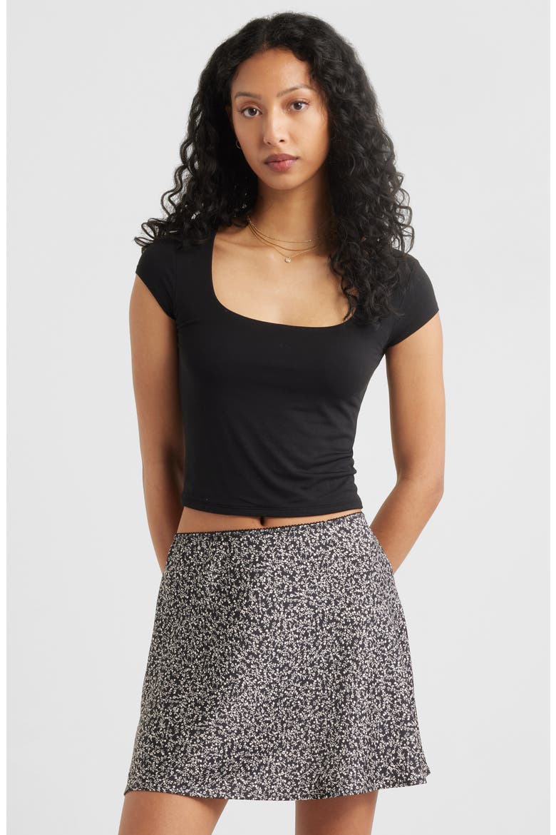 Square Neck Baby Tee, Main, color, BLACK