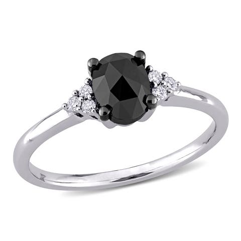 Black & White Diamond Oval Ring 14k