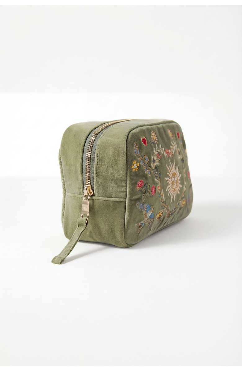 Elizabeth Scarlett Earth Goddess Velvet Makeup Bag, Alternate, color, Olive