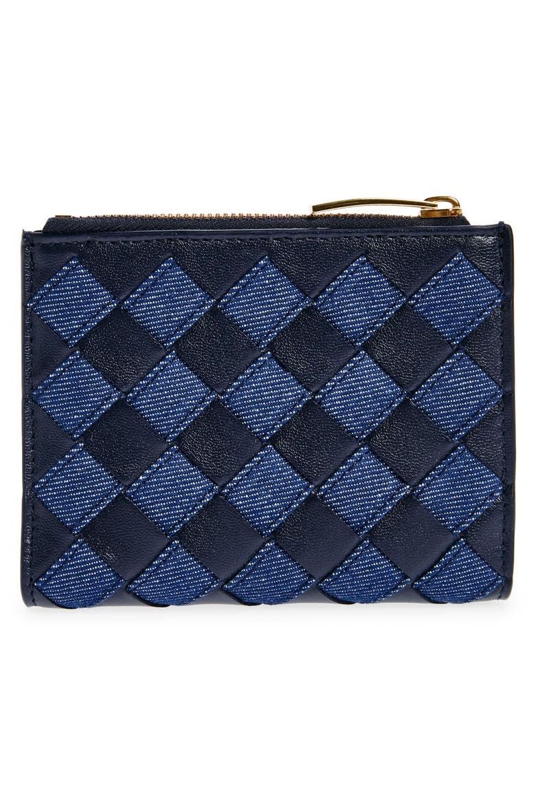 Small Intrecciato Bifold Zip Wallet, Alternate, color, INDIGO